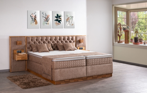 Meisterbetten Boxspringbett King 240x220 in MS-Grey, Matratzenbezug Optiflex, Ergoflex-Topper Bild 2