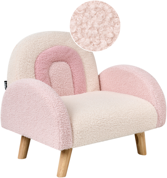 Kindersessel Regenbogen OMBO Bouclé Pastellrosa