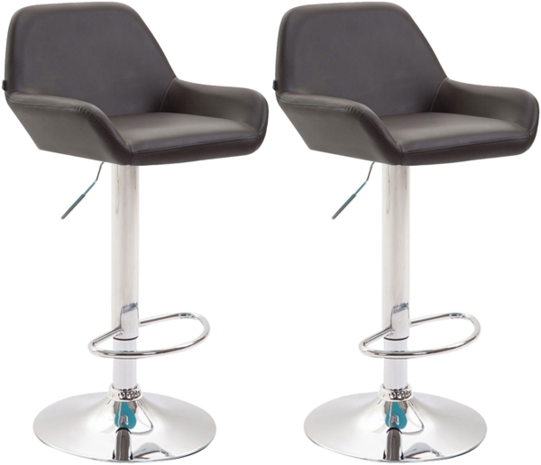 CLP 2er Set Barhocker Braga Kunstleder drehbar und höhenverstellbar,braun chrom