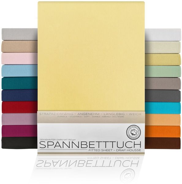 Beautex Spannbettlaken Spannbetttuch Bettlaken aus gekämmter Baumwolle Premium Jersey 160g/m², Jersey, Gummizug: rundum, (1 Stück)