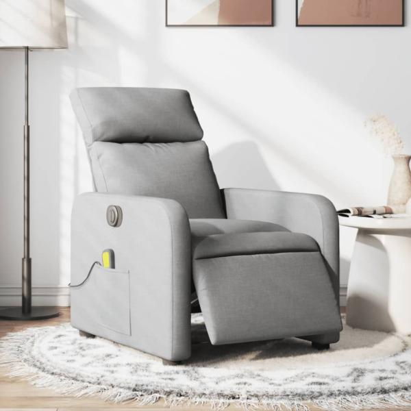 vidaXL Massagesessel Elektrisch Hellgrau Stoff 3206690