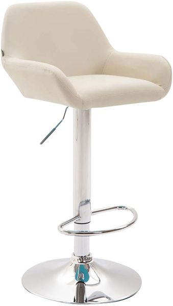CLP 2er Set Barhocker Braga Kunstleder drehbar und höhenverstellbar,creme chrom Bild 2