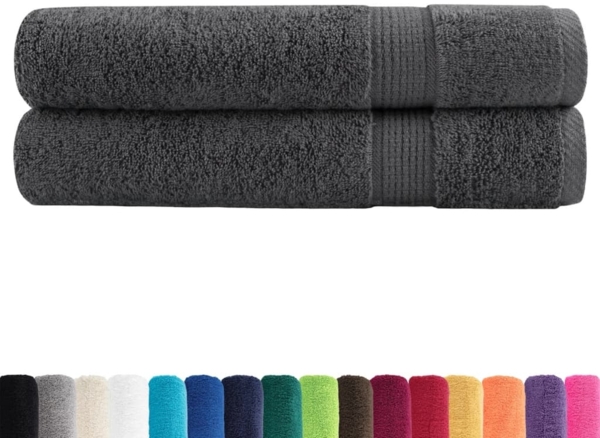vidaXL Premium Handtücher SOLUND 2 Stk. Anthrazit 100x200 cm 600 g/m² 137172