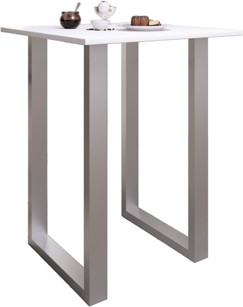 VCM Bartisch Xona 920137 Silber / Weiß H. 102 x B. 80 x T. 80 cm