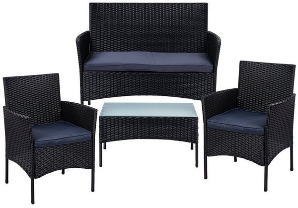 STILISTA® Lounge Set 4tlg. Polyrattan schwarz