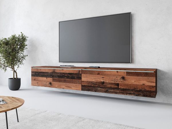 INOSIGN Lowboard LOWBOARD VERA, wahlweise mit oder ohne Beleuchtung, Modernes griffloses TV-Board, 180 cm TV-Schrank, stehend und hängend