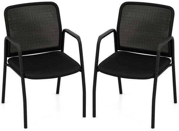COSTWAY Besucherstuhl, 2er, mit Arm- & Netzrückenlehne, bis 150kg, 60x59x81cm