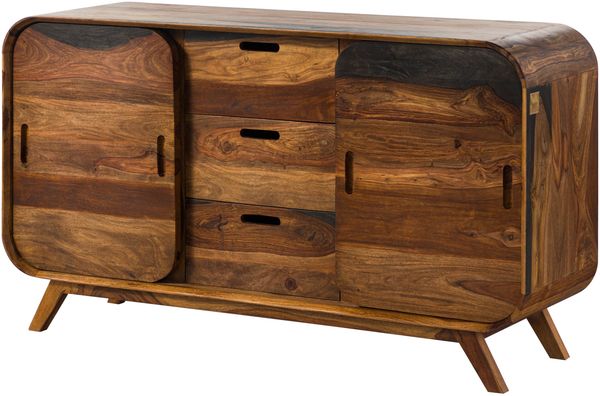 Sideboard Sheesham 134x40x75 dunkelbraun lackiert MAILAND #201