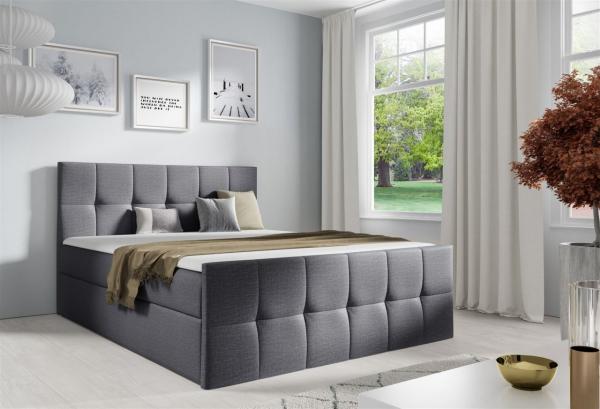 Boxspringbett Schlafzimmerbett CARMEN LUX 120x200cm Stoff Fancy Grau