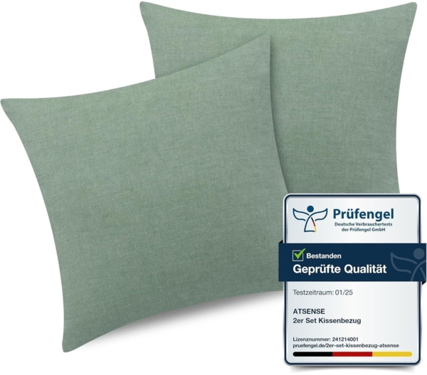 Kissenbezug 40x40cm Baumwolle Grün Reißverschluss 2er Set