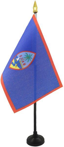 AZ FLAG - Tischflagge Guam - 15x10 cm Goldene Splitze - Amerikanische Tischfahne 10x15 Cm - Flaggen