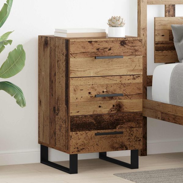 vidaXL Nachttisch mit Schubladen Altholz 40 x 40 x 66 cm Holzwerkstoff 882143