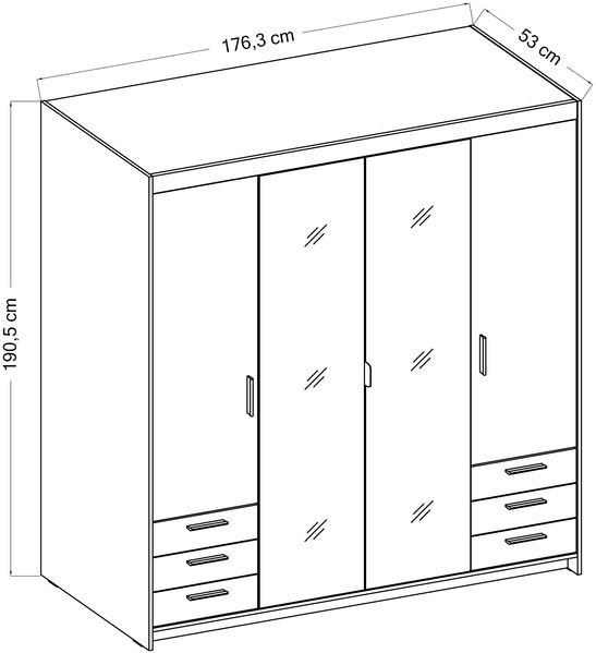 AX LIVING Geölte Eiche Kleiderschrank mit Spiegel Storicos 4T6S 176,3cm Groß Bild 7
