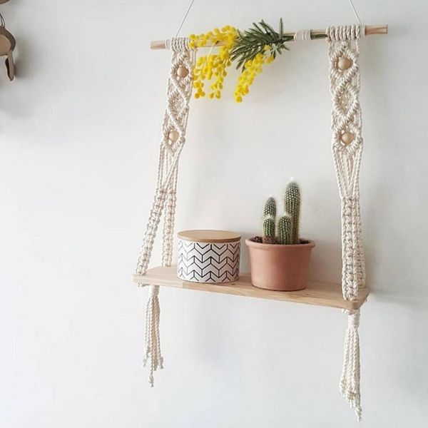 MOPUEA Deko-Wandregal Makramee Wandbehang, handgefertigt, Boho Wanddeko Tapisserie Wandkunst, Modern-Boho-Stil, Höhe: 600 mm 1-tlg, Innenbehang, Wohnung Dekorationen, Handgewebter, Heimdekoration