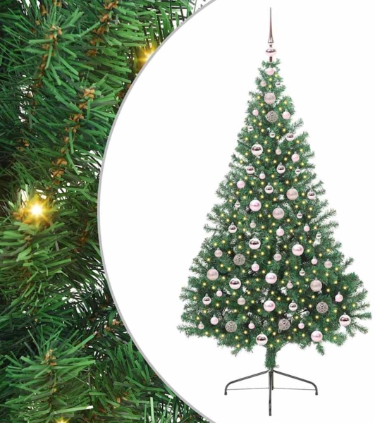 vidaXL Künstlicher vorbeleuchteter Weihnachtsbaum Grün 210 cm PVC 3397026 Bild 1