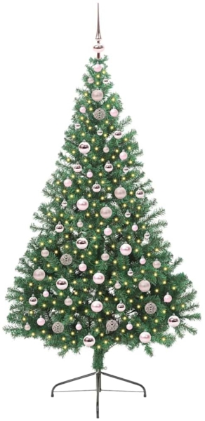 vidaXL Künstlicher vorbeleuchteter Weihnachtsbaum Grün 210 cm PVC 3397026 Bild 2