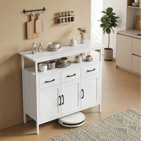 HOMCOM Sideboard Aufbewahrungsschrank für Wohnzimmer (Kommode, 1 St, Küchenschrank), Großer Stauraum mit verstellbaren Regalen