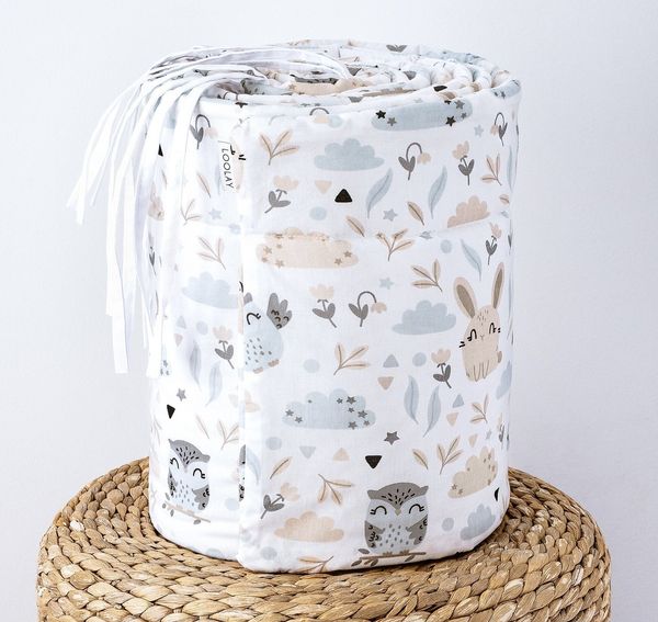 Loolay Bettnestchen 2025 TREND Muster Babybett BETTUMRANDUNG 420, 360, 210, 180 x 30cm, (Neugeborene Baby Erstausstattung PREMIUM Geschenk HASE, ROSE, IGEL, Babybett Umrandung Kopfschutz Nestchen Babynest für Mädchen und Junge), 100% Europäische Stoffe...
