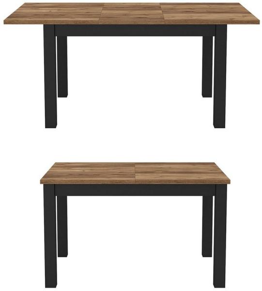 Esstisch Olin Esszimmertisch ausziehbar 130-175cm Appenzeller Fichte / schwarz supermatt