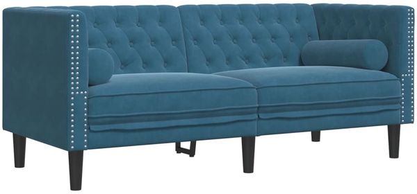 vidaXL 2-tlg. Chesterfield-Sofa-Set mit Nackenrollen Blau Samt 3209299 Bild 5