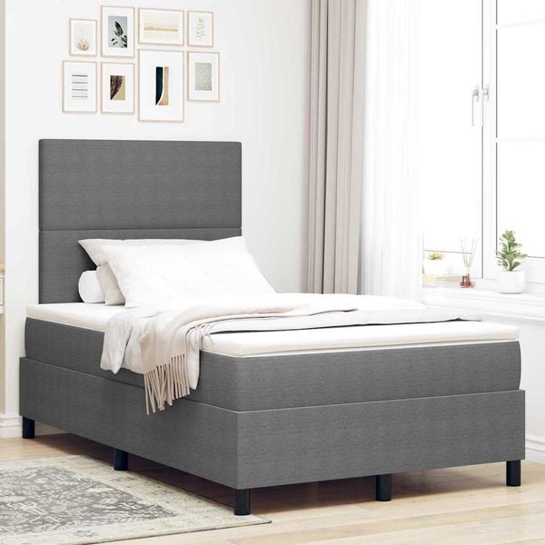 vidaXL Boxspringbett Hellgrau und Weiß 120 x 190 cm Cordstoff 3337547