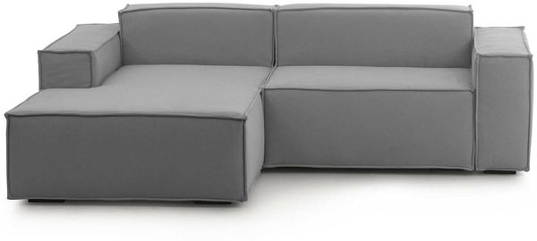 Dmora Sofa mit Halbinsel Assurte, modulares Sofa mit linker Chaiselongue, modernes Stoffsofa, 100 % Made in Italy, 240 x 170 x 70 cm, Grau
