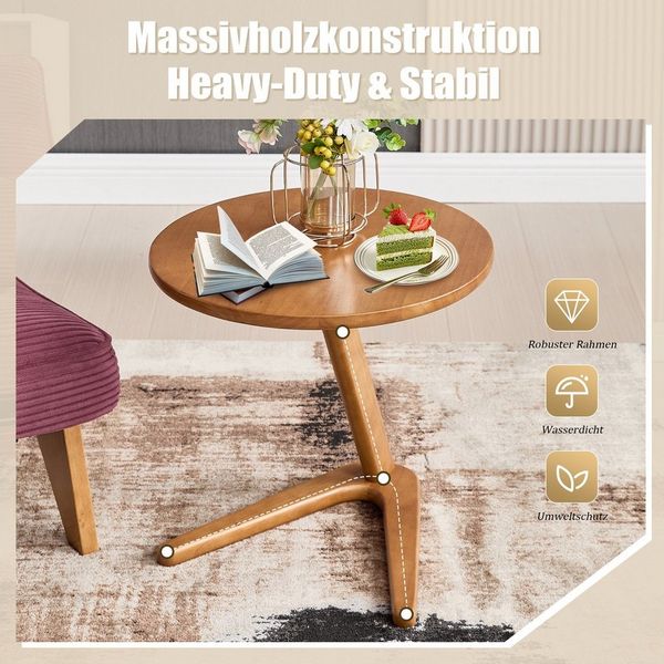 BlingBin Beistelltisch Holz Kaffeetisch Couchtisch Nachttisch Rund Klein Moderner Sofatisch (1 Stück, 1-St, 50 x 44 x 50 cm), für Wohnzimmer Büro Minimalistischer Stylischer Deko Tisch