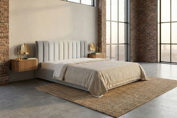KAWOLA Bett CATTURA Polsterbett Velvet grau 200x200cm mit Lattenrost