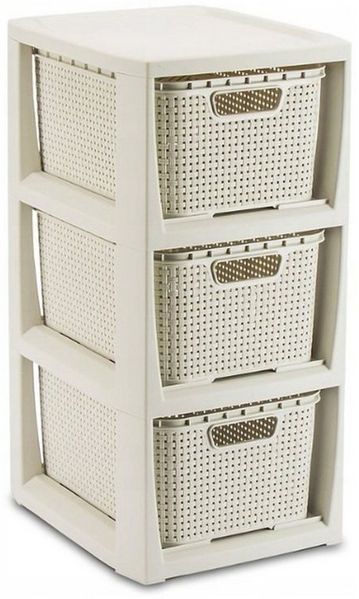 BranQ Regal 1725, Rattanregal mit 3 Körben 3x7L