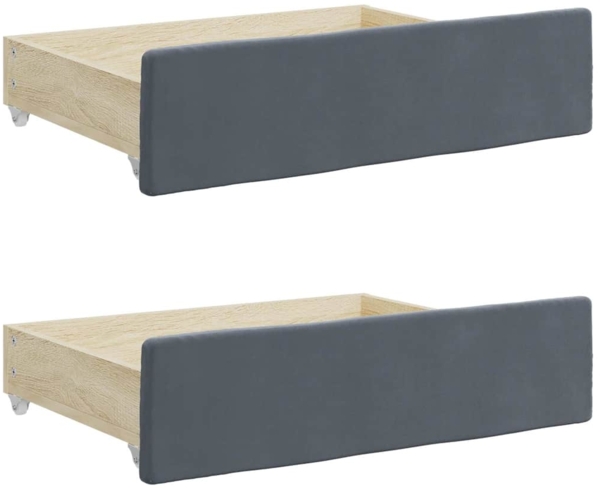 vidaXL Bettschubladen 2 Stk. Dunkelgrau Holzwerkstoff und Samt 833917