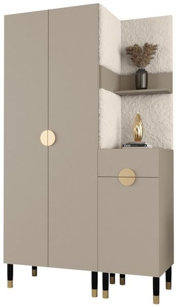 ABIKS MÖBEL Kompaktgarderobe PALERMO Set 6 Garderobe mit gepolsterten Paneelen, Industriell Design