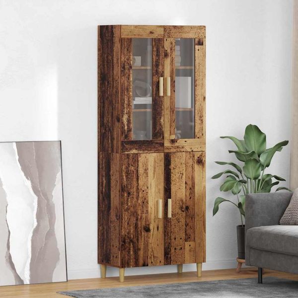 vidaXL Highboard Altholz 69,5 x 34 x 180 cm Engineered Wood und Glas 3415747