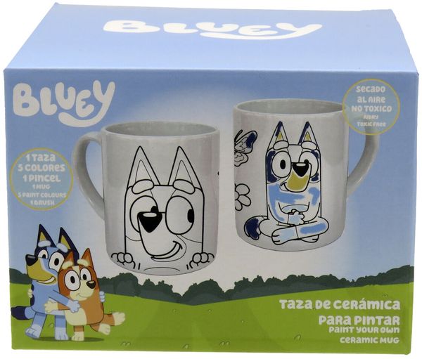 Bluey Tasse 240ml zum Bemalen Set mit 5 Farben und Pinsel für Kinder Bild 2