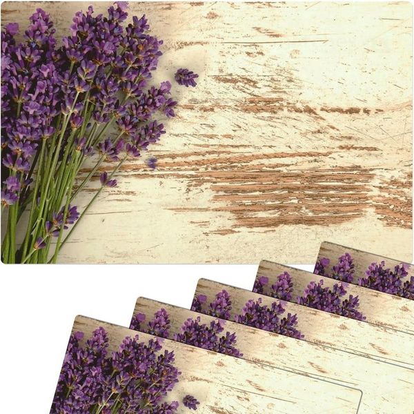 matches21 HOME & HOBBY Platzset Abwaschbare Tischsets 6er Set Vintage Lavendel Blumen, (6-St), Platzsets als Tisch-Untersetzer und Tisch-Deko für Esstisch Teller