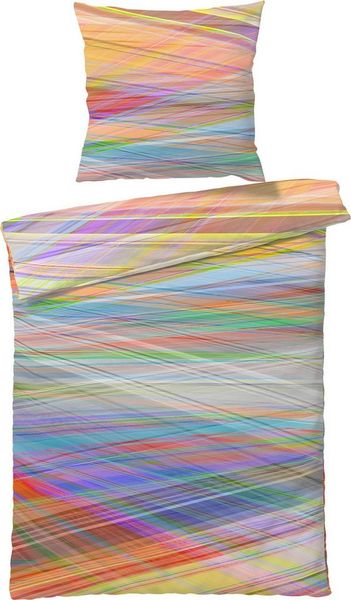 Fleuresse Mako-Satin Bettwäsche 135x200 Streifen Rauten multi bunt 115052-9