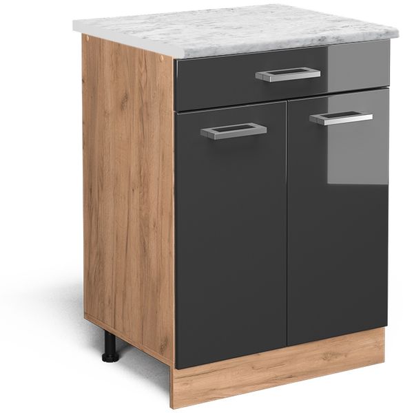 Küchenunterschrank R-Line Anthrazit Hochglanz 60 cm AP Marmor Vicco