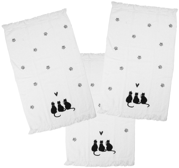 Clayre & Eef Geschirrtuch Landhaus, (3-tlg, 3-teilig), Frottee Küchenhandtücher Gästehandtücher ca. 40x66 cm Baumwolle