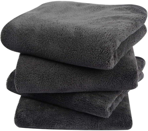 Mikrofaser Handtuch Set Haare Badetuch Duschtücher 40x76cm 4er Pack Dunkelgrau