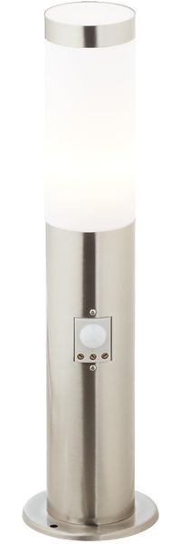 Lightbox Außen Pollerlampe mit Bewegungsmelder - 45 cm Höhe - Ø 12 cm - zeitlose Outdoor Sockelleuchte - als Wegebeleuchtung - E27 Fassung, max. 20 W - aus Kunststoff & rostfreiem Metall