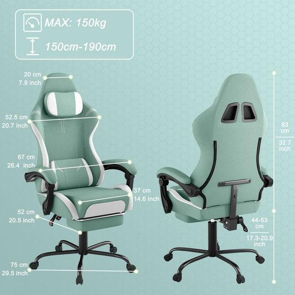 FIVMEN Gaming-Stuhl Computerstuhl Ergonomisch Bürostuhl mit Massage Lendenkissen, Drehstuhl Schreibtischstuhl Gaming Stuhl mit Fußstütze