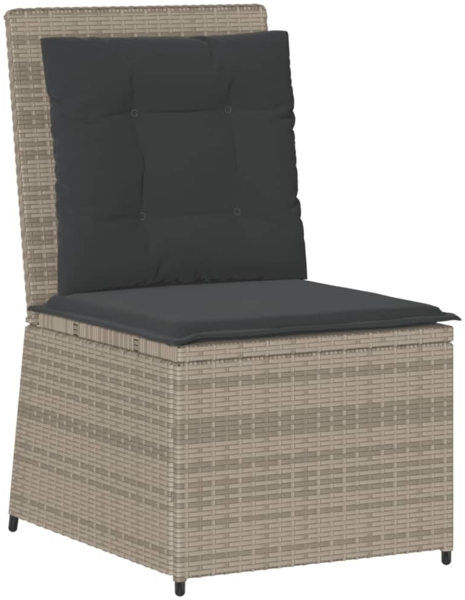 vidaXL Gartensessel mit Liegefunktion und Kissen Hellgrau Poly Rattan 368978