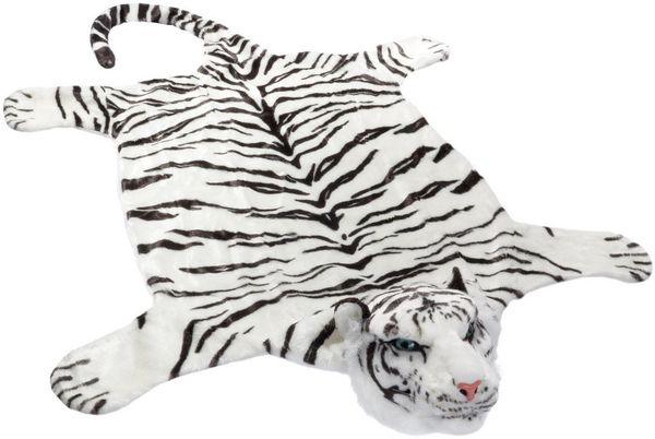 BRUBAKER Fellteppich Tigerfell Bettvorleger, Motivform, Höhe: 260 mm, flauschiger Kaminvorleger Teppich, Tiger Kuscheldecke 130 x 120 cm