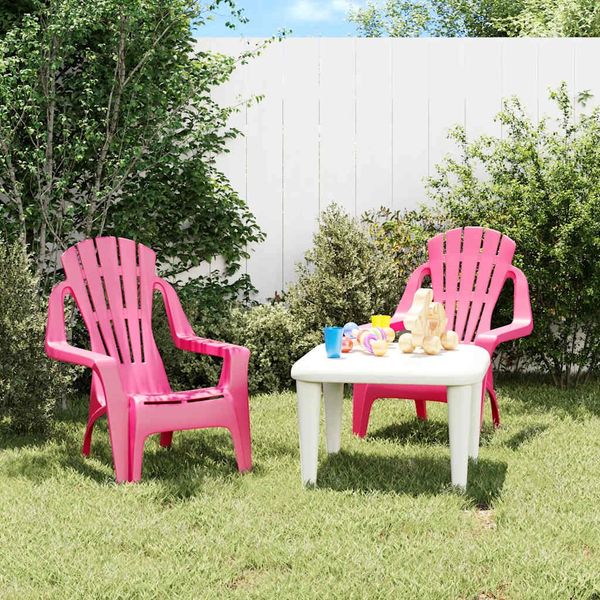 Kinder-Gartenstühle | Outdoorstühle 2 Stk. Rosa 37x34x44 cm PP Holzoptik
