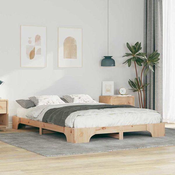 vidaXL Bettrahmen Braun 140 x 210 cm Massives Kiefernholz 872899