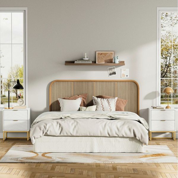 UEV Nachttisch 2er Set, Nachtkommode mit Schubladen (Nachtschrank mit 2 Schubladen für Kinderzimmer/Schlafzimmer/Wohnzimmer), kleine Beistelltisch Sofatisch mit Kippschutz