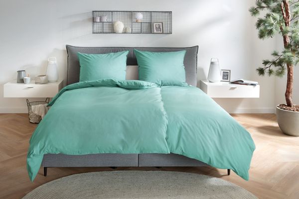 Hahn Renforce Bettwäsche 135x200 stonewashed jelly mint grün uni 123061-554