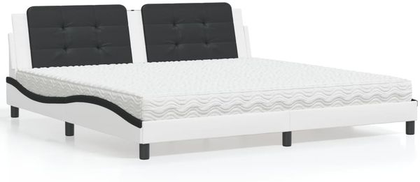 vidaXL Bett mit Matratze "Zadar" Weiß und Schwarz 200x200 cm Kunstleder 3208893