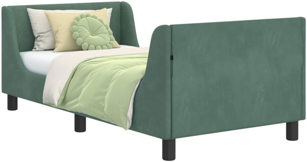 vidaXL Kinderbettgestell mit Kopfteil Meergrün 80 x 160 cm Samt 42010862