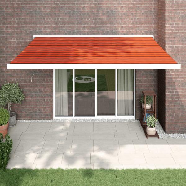 vidaXL Markise Einziehbar Orange und Braun 4x3 m Stoff & Aluminium 3154593