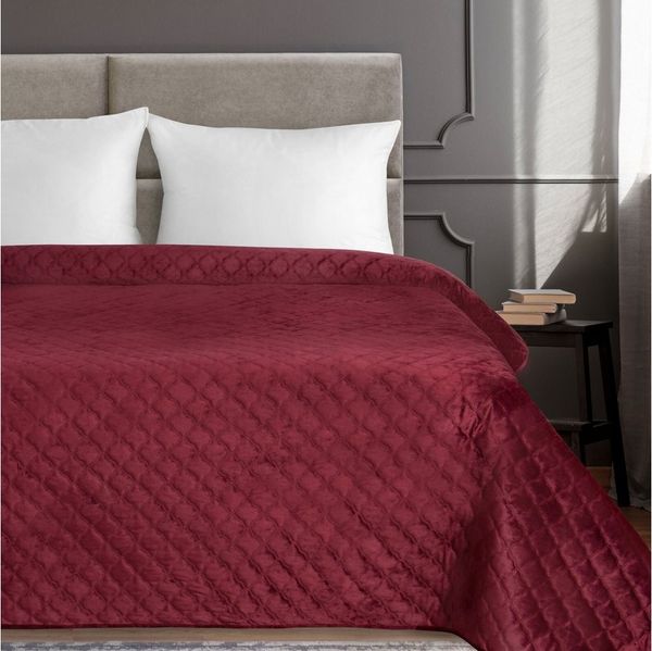 Eurofirany Tagesdecke VELVET, Steppdecke Samtdecke Karomuster Weicher Überwurf Velours